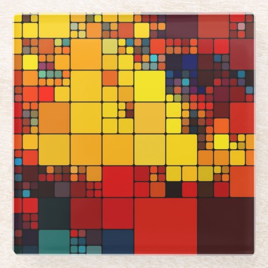 Kunst abstract levendig geometrisch patroon van de glazen onderzetter (Voorkant)
