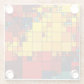 Kunst abstract levendig geometrisch patroon van de glazen onderzetter (Achterkant)