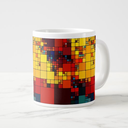 Kunst abstract levendig geometrisch patroon van de grote koffiekop (Voorkant rechts)