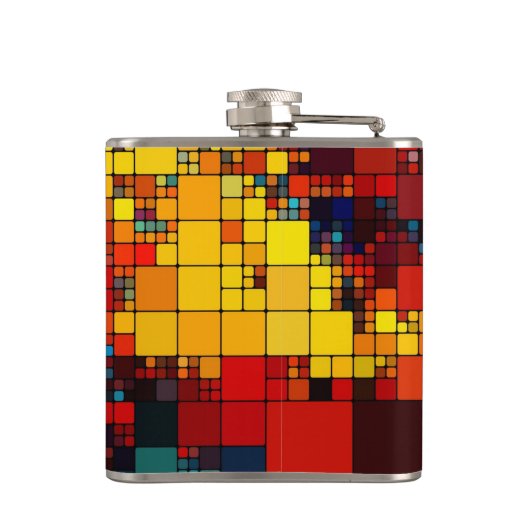 Kunst abstract levendig geometrisch patroon van de heupfles (Achterkant)