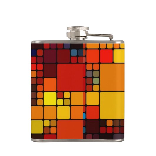 Kunst abstract levendig geometrisch patroon van de heupfles (Achterkant)