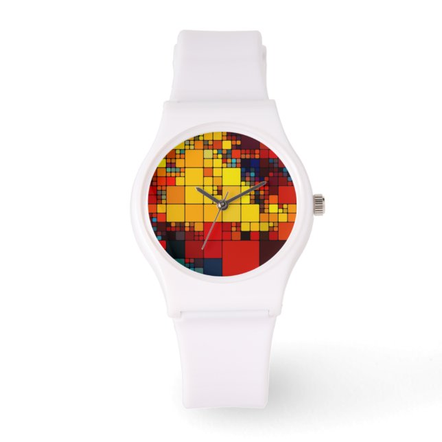 Kunst abstract levendig geometrisch patroon van de horloge (Voorkant)