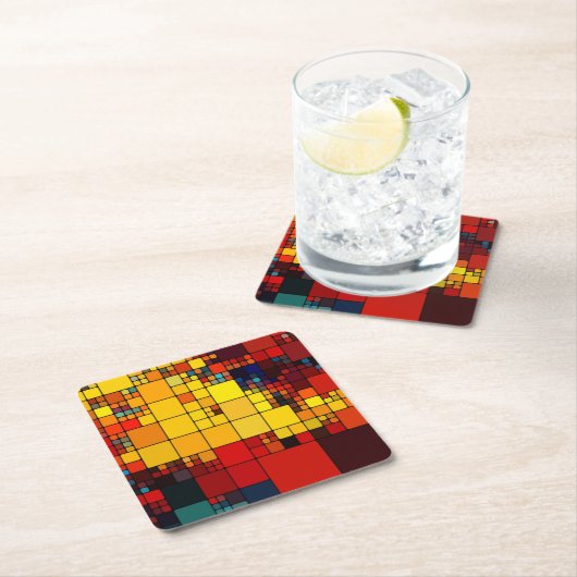 Kunst abstract levendig geometrisch patroon van de kartonnen onderzetters (Insitu)