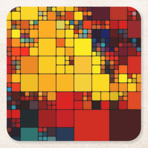 Kunst abstract levendig geometrisch patroon van de kartonnen onderzetters