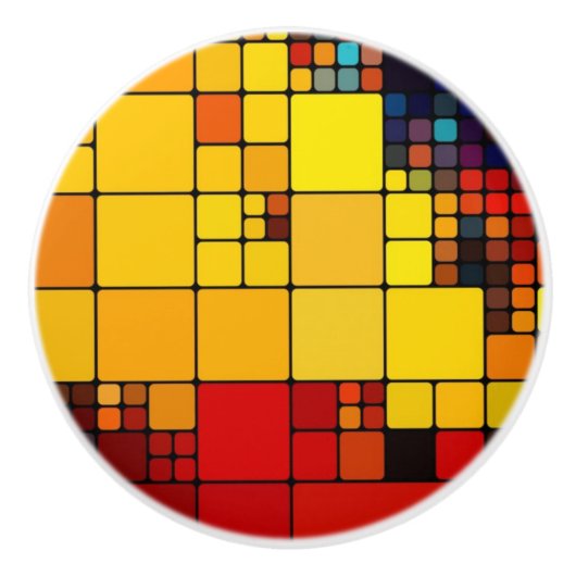 Kunst abstract levendig geometrisch patroon van de keramische knop (Voorkant)