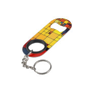 Kunst abstract levendig geometrisch patroon van de mini flessenopener (Achterkant Gekanteld)