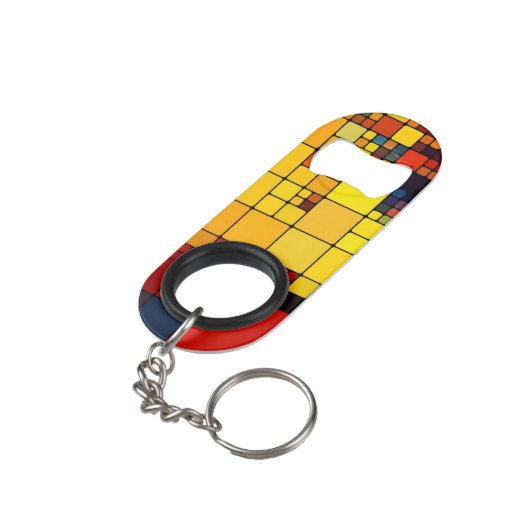 Kunst abstract levendig geometrisch patroon van de mini flessenopener (Achterkant Gekanteld)