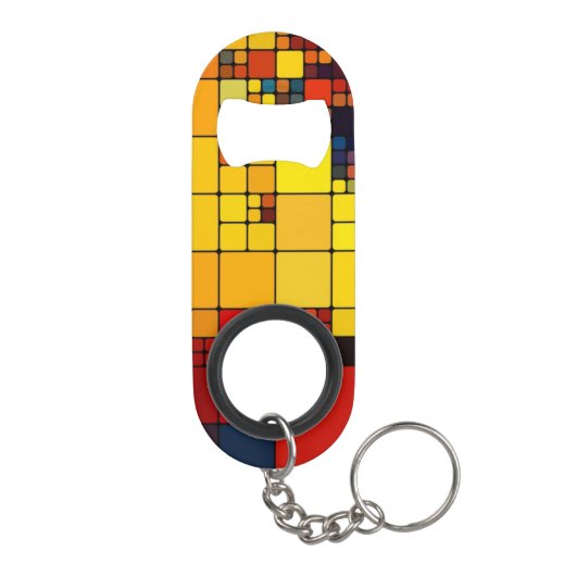 Kunst abstract levendig geometrisch patroon van de mini flessenopener (Achterkant)