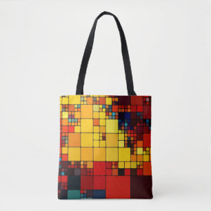 Kunst abstract levendig geometrisch patroon van de tote bag