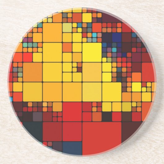 Kunst abstract levendig geometrisch patroon van de zandsteen onderzetter (Voorkant)