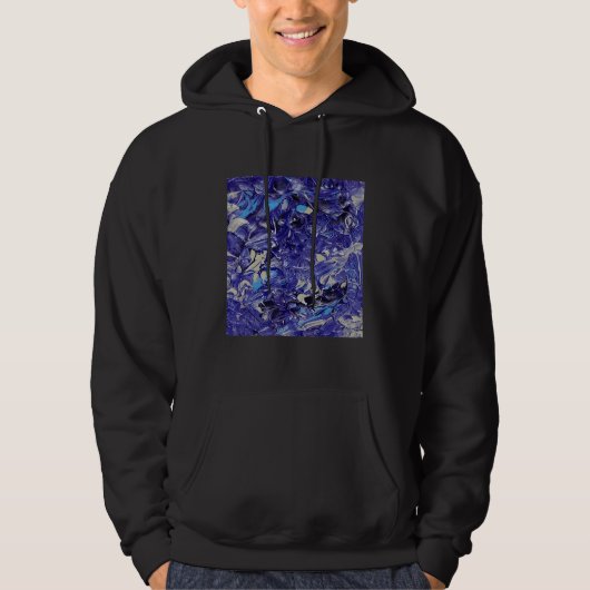Kunst Abstract Schilderen Blauw en Wit Hoodie (Voorkant)