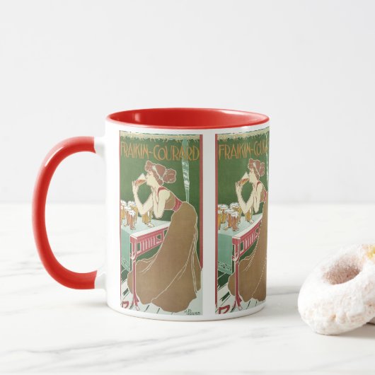 Kunst Art Nouveau Brasserie Fraikin-Courard Bier Mok (Met donut)