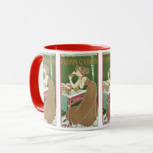 Kunst Art Nouveau Brasserie Fraikin-Courard Bier Mok (Voorkant links)