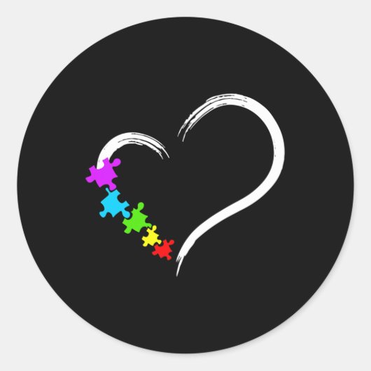 Kunst Autisme Awareness Puzzle Simple Idee Aut Ronde Sticker (Voorkant)