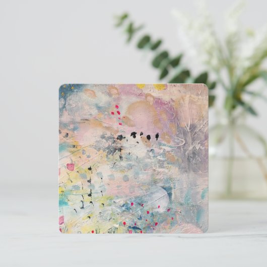 Kunst begroeting cadeaubon abstract schilderij (Staand voorkant)