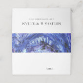 Kunst Blauw Witte Bruiloft Plaatskaartje (Buitenkant ongevouwen)