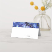 Kunst Blauw Witte Bruiloft Plaatskaartje (Voorkant)