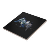  kunst blauwvogels op tak tegeltje (Zijkant)