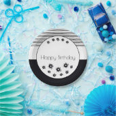 Kunst Bloemen en Streep Papieren Bordje (Feest)