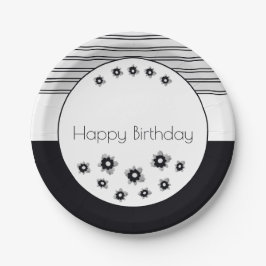 Kunst Bloemen en Streep Papieren Bordje