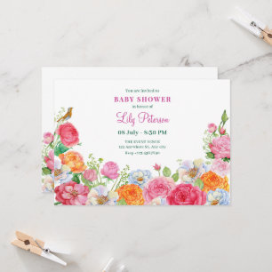 Kunst Bloemen Rozen baby shower Kaart