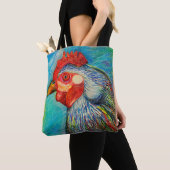 Kunst bloemen - Wise Hen in pastels door CraftiesP Tote Bag (Dichtbij)