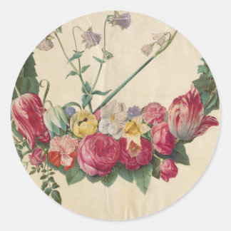 kunst bloemenkrans ronde sticker