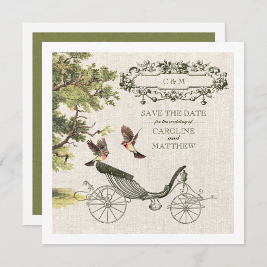  kunst Burlap Textuur sparen de DatumWeddenschap Kaart (Voorkant / Achterkant)