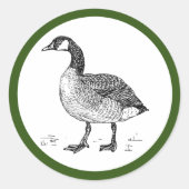 Kunst Canadese Gans Natuur Tekening Ronde Sticker (Voorkant)