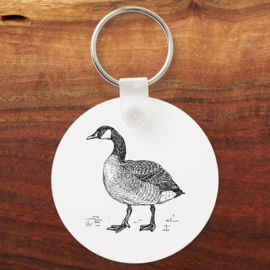 Kunst Canadese Gans Natuur Tekening Sleutelhanger (Voorkant)
