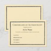 kunst certificaat van echtheid bedankkaart (Voorkant / Achterkant)