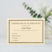 kunst certificaat van echtheid bedankkaart (Staand voorkant)