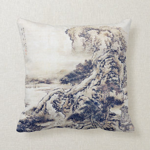  kunst Chinees landschap Zwart wit schilderen Kussen