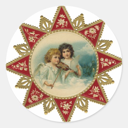 kunst - Christmas Angels Ronde Sticker (Voorkant)