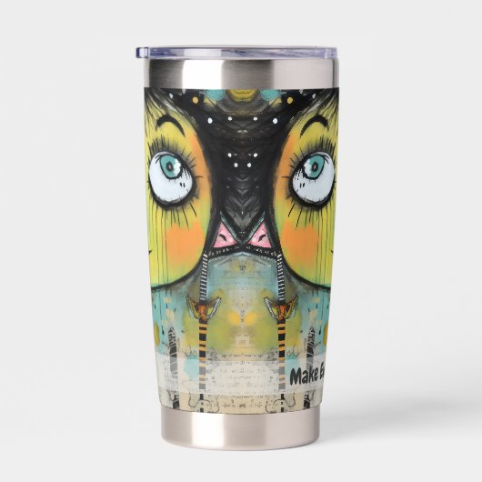 Kunst collage dame 11 geïsoleerde drinkbeker (Rechts)