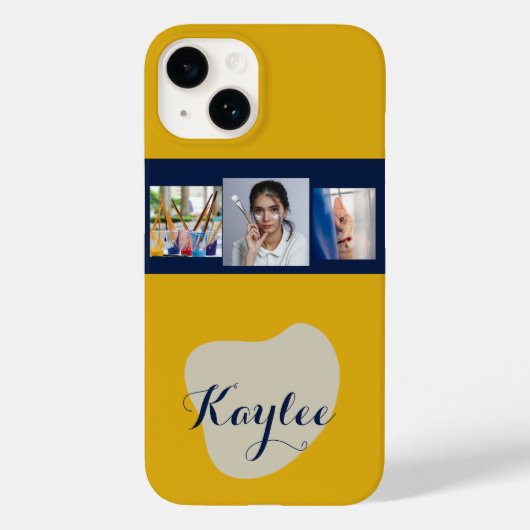 Kunst Collage Script Monogram iPhone Case (Achterkant)