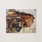 kunst, cowboy die zijn paard door NC Wyeth kijkt Legpuzzel (Horizontaal)