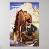  kunst, cowboy die zijn paard door NC Wyeth kijkt Poster (Voorkant)