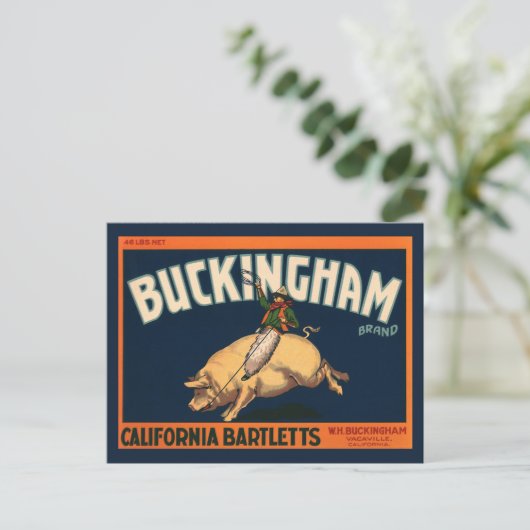 Kunst Cowboy met een  etiket op fruitkratten op va Briefkaart (Staand voorkant)