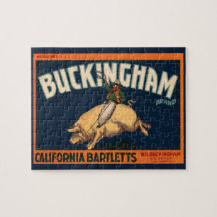 Kunst Cowboy met een  etiket op fruitkratten op va Legpuzzel