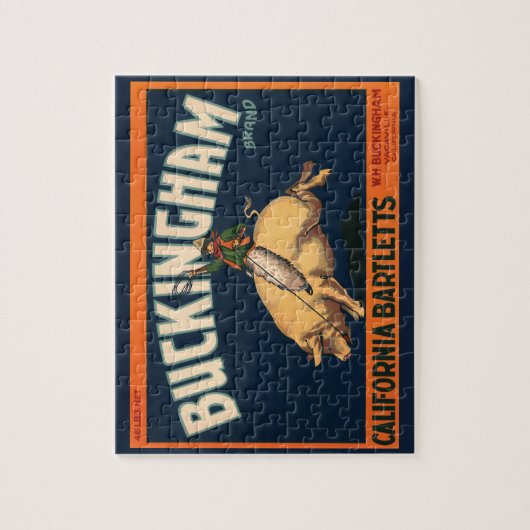 Kunst Cowboy met een  etiket op fruitkratten op va Legpuzzel (Verticaal)