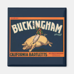 Kunst Cowboy met een etiket op fruitkratten op va Magneet