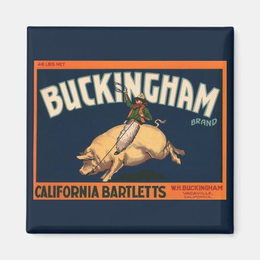 Kunst Cowboy met een  etiket op fruitkratten op va Magneet (Voorkant)