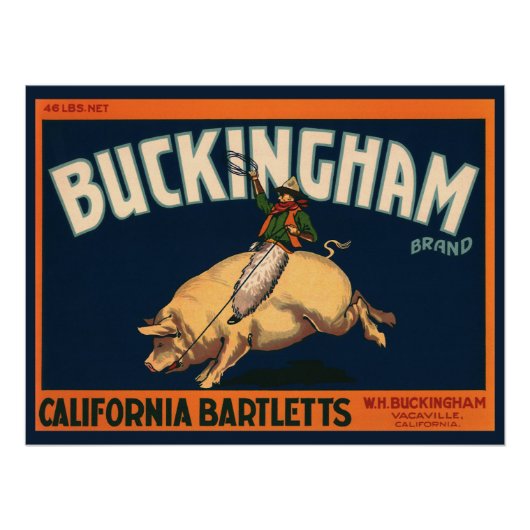 Kunst Cowboy met een etiket op fruitkratten op va Perfect Poster (Voorkant)