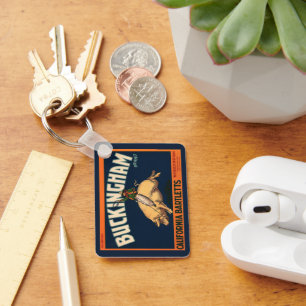 Kunst Cowboy met een  etiket op fruitkratten op va Sleutelhanger