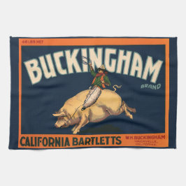 Kunst Cowboy met een  etiket op fruitkratten op va Theedoek