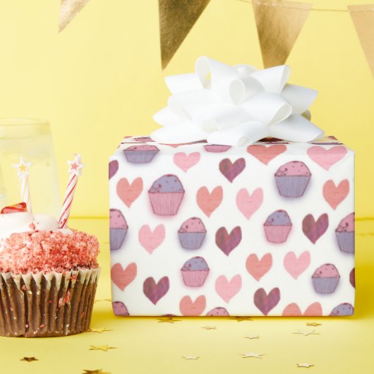 Kunst, Cupcakes patroon Cadeaupapier (Verjaardagsfeest)