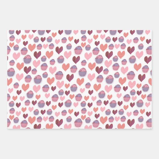 Kunst, Cupcakes patroon Inpakpapier Vel (Voorkant)