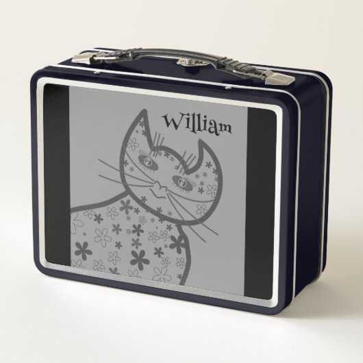 Kunst, Cute Cat Clipart personalized Metal Lunch B (Achterkant)
