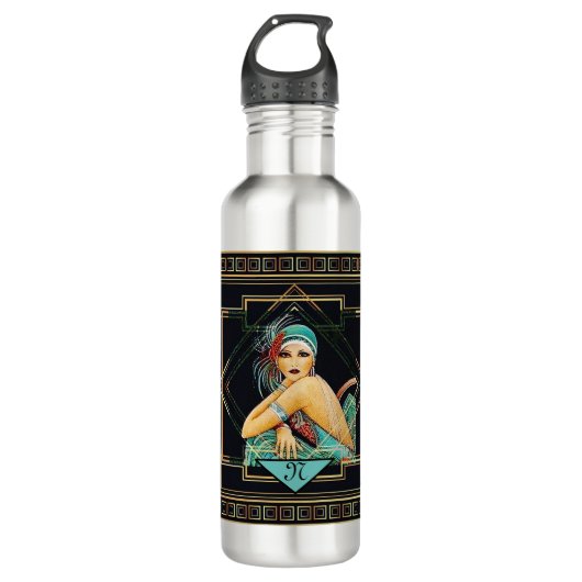 Kunst Deco 1920-stijl waterflesje Waterfles (Voorkant)